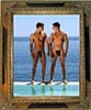 Rivals, Friends  (original classic male nude art print)