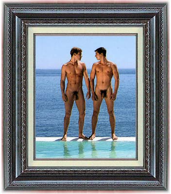 Rivals, Friends  (original classic male nude art print)