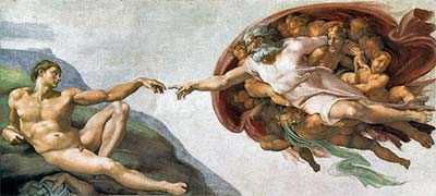 Creation of Adam by Michelangelo (classic print)