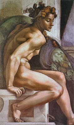 1509 Ignudo No. Two by Michelangelo (classic print)