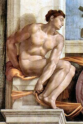 1510 Ignudo No. Two by Michelangelo (classic print)