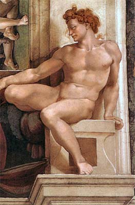 1509 Ignudo No. Three by Michelangelo (classic print)