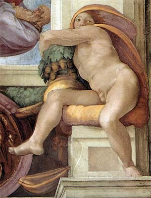 1510 Ignudo No. Four by Michelangelo (classic print)