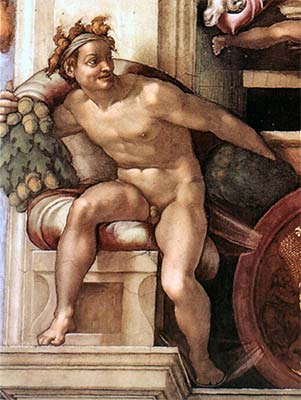 1509 Ignudo No. Five by Michelangelo (classic print)