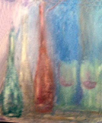 Three Bottles (classic modern impressionist painting)