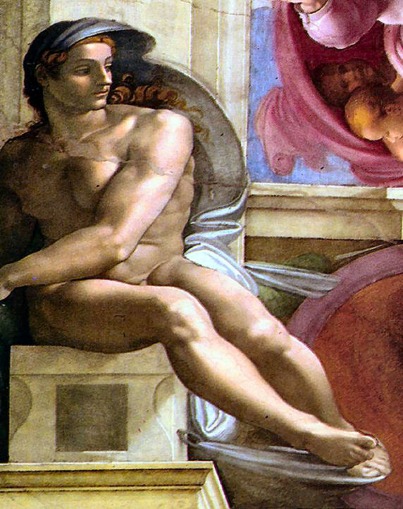 1511 Ignudo No. Two by Michelangelo (classic print)