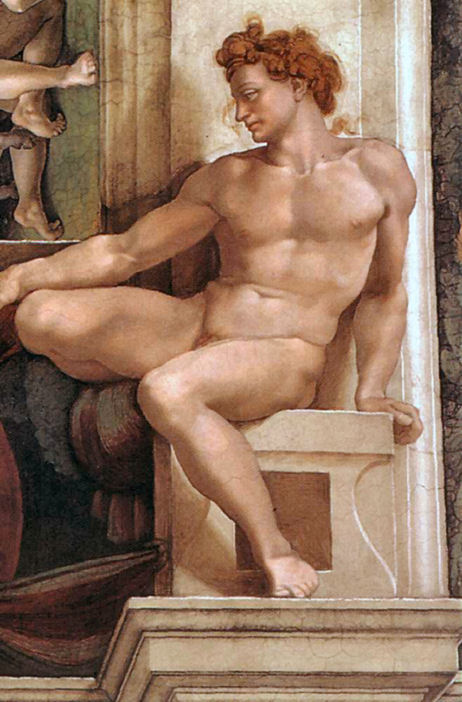 1509 Ignudo No. Three by Michelangelo (classic print)