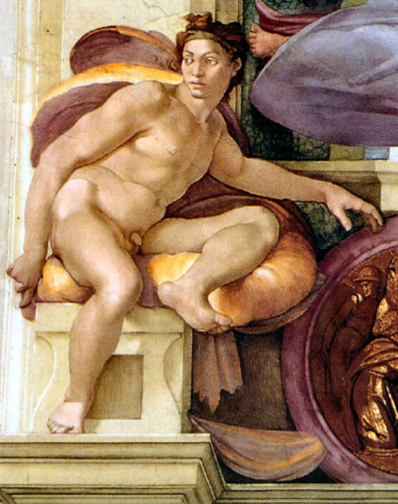 1510 Ignudo No. Three by Michelangelo (classic print)