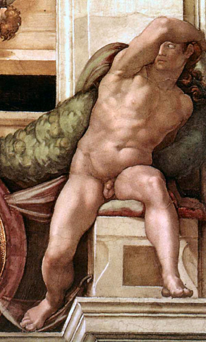 1509 Ignudo No. Six by Michelangelo (classic print)