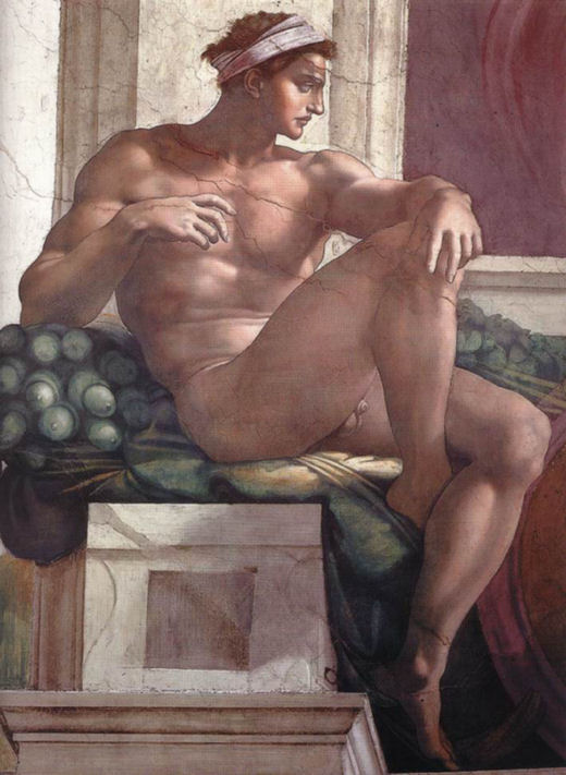 1511 Ignudo No. Six by Michelangelo (classic print)