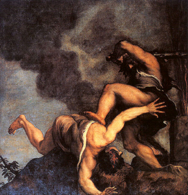 Cain and Abel by Titian (classic art print)